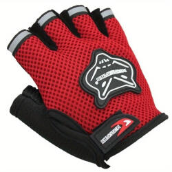 FIXATO Manusi ciclism FIXATO pentru Bicicleta si Fitness cu protectie palma, din Material Respirabil, marime universala, Rosii (manusi-ciclism-rosii)