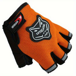 FIXATO Manusi ciclism FIXATO pentru Bicicleta si Fitness cu protectie palma, din Material Respirabil, marime universala, Portocalii (manusi-ciclism-portocalii)
