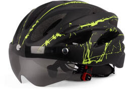 Fixato Casca protectie Bicicleta/Trotineta Electrica FIXATO, Viziera detasabila, Aerodinamica, Disipare buna a caldurii si Ventilatie eficienta, Dimensiune reglabila 54-62cm, Negru cu Verde (casca-bicicleta-