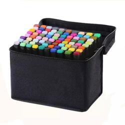  Set 80 markere duble WePro Store, profesionale, subtire si gros, cerneala pe baza de alcool, geanta de depozitare, Multicolore (DF-66)