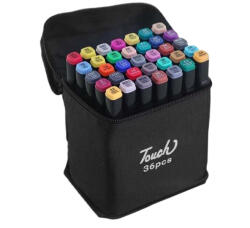  Set 36 markere duble WePro Store, profesionale, subtire si gros, cerneala pe baza de alcool, geanta de depozitare, Multicolore (DF-62)