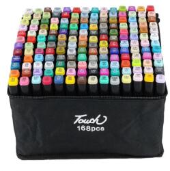  Set 168 markere duble WePro Store, profesionale, subtire si gros, cerneala pe baza de alcool, geanta de depozitare, Multicolore (DF-68)