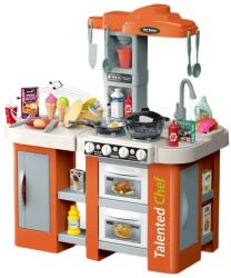  Bucatarie pentru copii WePro Store, circuit de apa real, cuptor si plita, sunete si lumini, accesorizata complet, 67 piese, Portocalie, 3 ani + (DF-87) Bucatarie copii