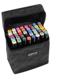  Set 40 markere duble WePro Store, profesionale, subtire si gros, cerneala pe baza de alcool, geanta de depozitare, Multicolore (DF-63)