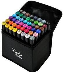  Set 48 markere duble WePro Store, profesionale, subtire si gros, cerneala pe baza de alcool, geanta de depozitare, Multicolore (DF-64)