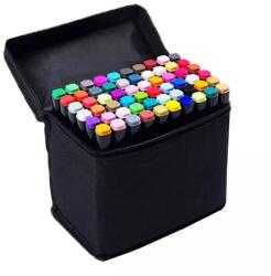  Set 60 markere duble WePro Store, profesionale, subtire si gros, cerneala pe baza de alcool, geanta de depozitare, Multicolore (DF-65)