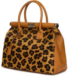 myOwn Geanta piele cu par de ponei Bianca coniac/animal print (biancapncgnap)