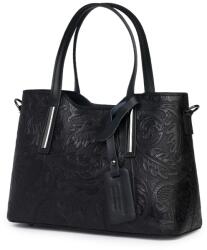 myOwn Geanta din piele naturala cu model floral Samantha neagra (samanthang)