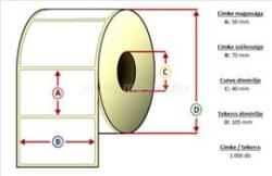 VALUE Tekercses THERMO címke 50x75mm 1200 db/tekercs (CIM50X75MM) (CIM50X75MM)