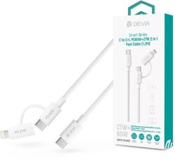 DEVIA USB 2.0 Type C Lightning + USB Type C Töltő/adat Fehér 1.2m ST121485 (ST121485)
