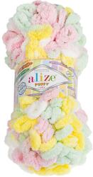 VLNIKA Bellatex fonal Puffy color 100 g - 5862 fehér, rózsaszín, sárga, zöld (13186)