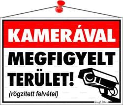  Információs tábla, 35x25 cm, "Kamerával megfigyelt terület (LUIN049) - primatinta