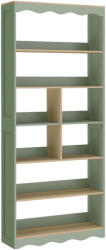 HOMCOM Bibliotecă, etajeră de depozitare cu 6 niveluri și 6 compartimente deschise, 76 x 23, 8 x 180 cm, lemn natural și verde | Aosom Romania (836-713V00LR) Biblioteca