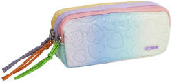 ECADA Penar etui cu 3 fermoare Ecada 78409, Pastel cu imprimeu inimioare (78409) Penar