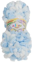 VLNIKA Bellatex fonal Puffy color 100 g - 5865 fehér, kék (13187)