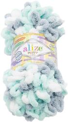 VLNIKA Puffy color 100 g, 6408 fehér, szürke, menta (10378)