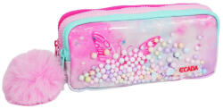 ECADA Penar etui cu 3 fermoare Ecada 78402RZ, Fluture, Roz (78402RZ) Penar
