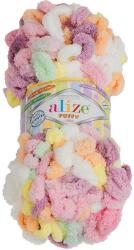 VLNIKA Bellatex fonal Puffy color 100 g - 6527 fehér, zöld, rózsaszín, narancssárga, lila (13191)