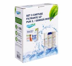 AquaPUR Cartuse filtrare apa Aquapur PUR3, carbune activ granular, pentru sistem filtrare, filtrare compusi organici, imbunatatire gust si miros, 8 l/min, 10 microni, 3 buc/pachet (AQUA07000810003) Filtru de apa bucatarie si accesorii