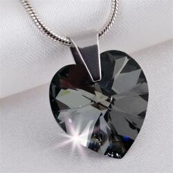Art Crystella Nyaklánc, szív formájú, Black Diamond SWAROVSKI® kristállyal, 18mm ART CRYSTELLA® (RSWL018)