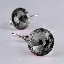 Art Crystella Fülbevaló, francia kapcsos, Black Diamond, SWAROVSKI® kristállyal, 12 mm, ART CRYSTELLA® (RSWF036)