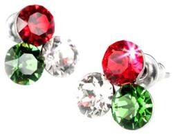 Art Crystella Fülbevaló, piros-fehér-zöld SWAROVSKI® kristállyal, 11mm, ART CRYSTELLA® (RSWF055)