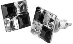 Art Crystella Fülbevaló, négyzet, fekete-fehér SWAROVSKI® kristállyal, 8 mm, ART CRYSTELLA® (RSWF047) - webpapir