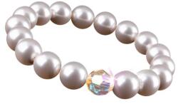 Art Crystella Karkötő, gyöngyházfehér SWAROVSKI® gyöngyből, színjátszós fehér kristállyal, 10 mm, ART CRYSTELLA® M (RSWK0063)