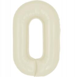 PartyBee Fólia lufi Szám 0 Krém Fehér Bézs 100cm Zero születésnapi héliumos lufi