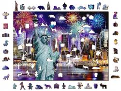 Wooden City Puzzle New York figurákkal Éjszaka 505 db-os (Fából készült doboz) L Wooden. City (WB 505-0082-L)