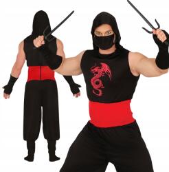  Felnőtt jelmez Sárkány Ninja fekete Overál L-es méret