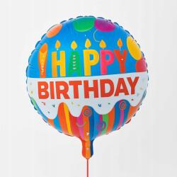 PartyBee Fólia lufi Happy Birthday kerek 45cm többszínű Születésnap