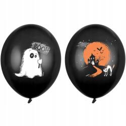PartyDeco Duszek fekete latex lufi Halloweenre 30cm 1db