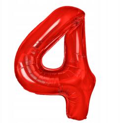 PartyPal Fólia lufi Szám 4 Piros 100cm nagy héliumos szám lufi