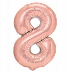 PartyPal Fólia lufi 8-as szám, rózsaarany, 40cm felirattal