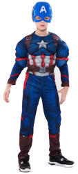 DEPOX Costum carnaval Captain America, 7-9 ani , 120-130 cm (0680) Costum bal mascat copii