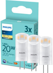 Philips 3x G4 LED kapszula izzó, 1.8W = 20W 205lm 2700K meleg fényű 12V Essential Philips (8720169300651)