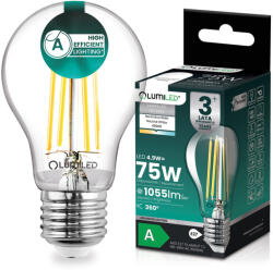 Lumileds LED izzó E27 A60 4, 9W 1055lm = 75W 4000K semleges fényű 360° Filament A energiaosztály LUMILED (LUMLEDJ0318)