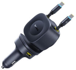 Baseus PrimeTrip VR2 Max autós gyorstöltő 100W, 3×USB Type-C + 1×USB Type-A, 2×automata behúzós kábel, fekete (C0206601) - bstrade