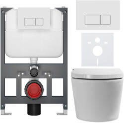 Cerano - Fali WC bidével Cronus Premium - fényes fehér - Prime/Modulo nyomógomb, fehér - fali - alacsony modul - falsík előtti beépítés/gipszkarton -… (CER-8050BD86499)