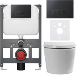 Cerano - Basic/Cronus Premium fali WC bidével - fényes fehér - Modulo WC-öblítőlap/fekete - függesztett - alacsony modul - előtétfalas szerelés -… (CER-8050BD86504)
