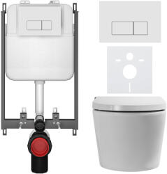 Cerano - Fali WC bidével Cronus Pro - fényes fehér - Prime/Modulo gomb, fehér - fali szereléshez - 59, 3x38, 4 cm (CER-8050BD86541)