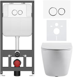 Cerano - Komplett WC-szett Basic/Cesso - fényes fehér - Dualo WC-öblítőgomb/Fehér - függesztett - előtétfalas szerelés - 49x36 cm (CER-8050BD85973)
