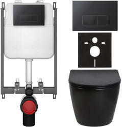 Cerano - Falba épített WC szett Cesso - fényes fekete - Prime/Modulo nyomógomb, fekete - fali használatra - 49x36 cm (CER-8050BD86321)