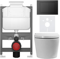Cerano - Fali WC bidével Cronus Standard - fényes fehér - Prime/Maxio gomb, fekete - felülről vezérelhető - falsík előtti beépítés/gipszkarton -… (CER-8050BD86440)