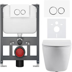 Cerano - Falba épített WC szett Cesso - matt fehér - Prime/Dualo nyomógomb, fehér - fali - alacsony modul - falsík előtti/gipszkarton - 49x36 cm (CER-8050BD86154)