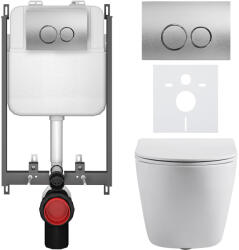 Cerano - Falba épített WC szett Cesso - matt fehér - Prime/Dualo gomb, ezüst - fali szereléshez - 49x36 cm (CER-8050BD86161)