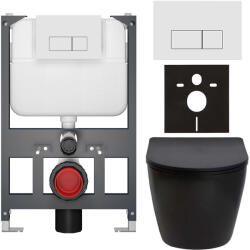 Cerano - Falba épített WC szett Cesso - matt fekete - Prime/Modulo nyomógomb, fehér - fali - alacsony modul - falsík előtti/gipszkarton - 49x36 cm (CER-8050BD86364)