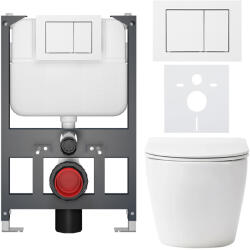 Cerano - Falba épített WC szett Cesso - matt fehér - Prime/Maxio nyomógomb, fehér - fali - alacsony modul - falsík előtti/gipszkarton - 49x36 cm (CER-8050BD86259)