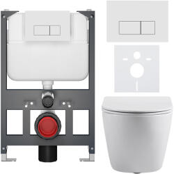 Cerano - Falba épített WC szett Cesso - fényes fehér - Prime/Modulo nyomógomb, fehér - fali - alacsony modul - falsík előtti/gipszkarton - 49x36 cm (CER-8050BD86004)
